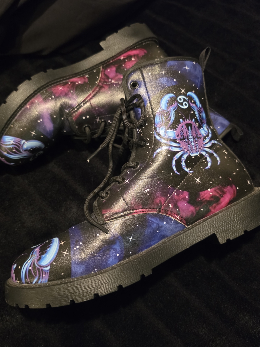 Cancer Zodiac Cosmic Galaxy Combat Boots